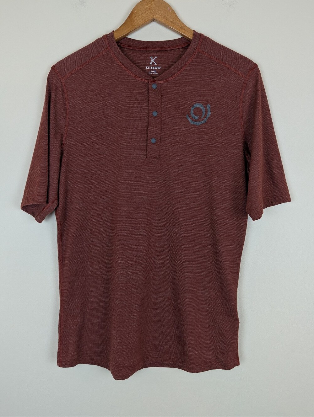 Kitsbow Larison Merino Wool Blend Short Sleeve Embroidered Henley T-shirt